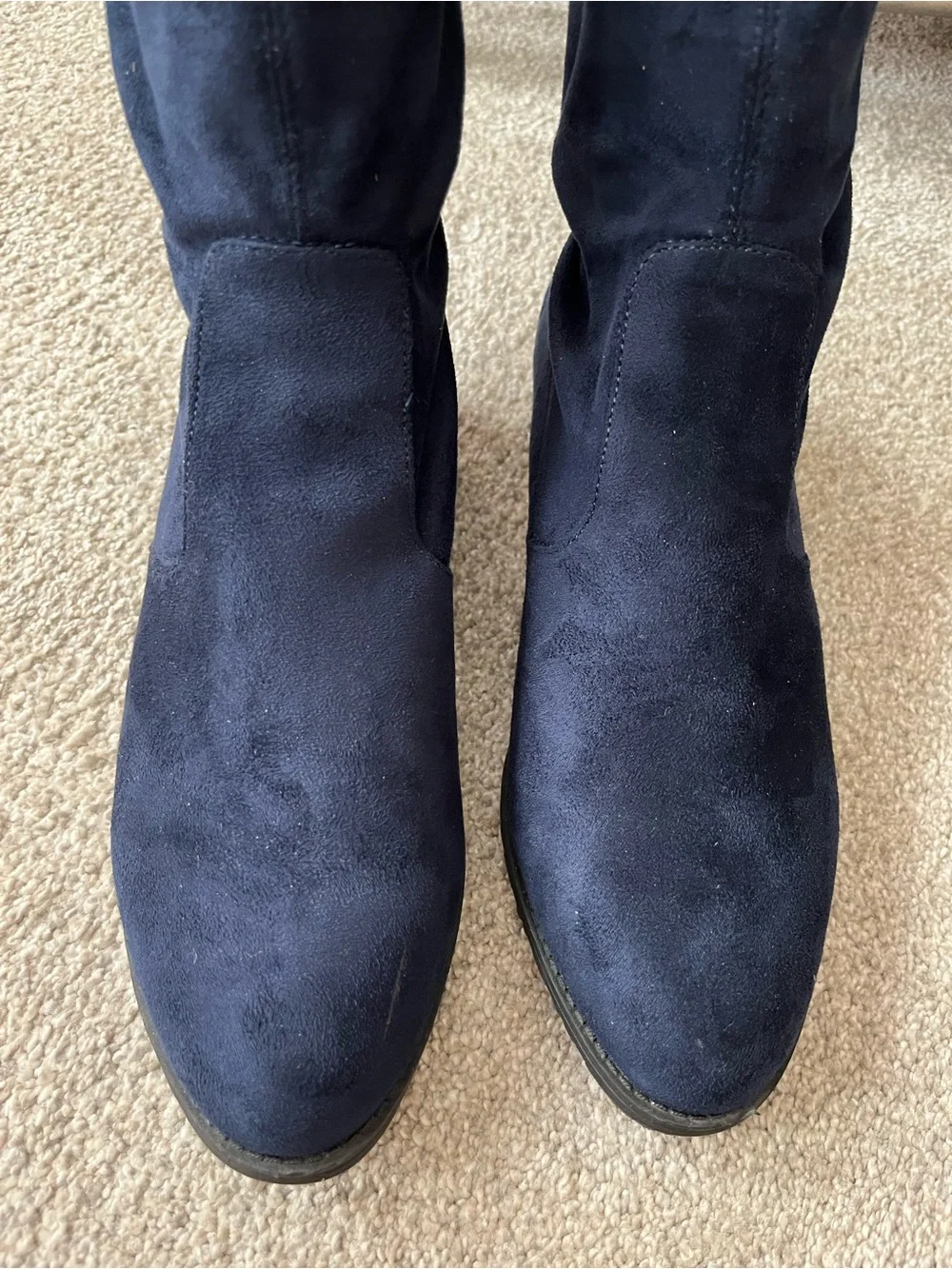 Unisa Navy Blue Faux Suede Pull On Tall Boots Sz 7.5 1